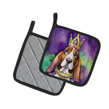 Load image into Gallery viewer, Basset Hound King of Mardi Gras Pot Holders - Set of 2 Decorative Kitchen Helpers | Made in the USA