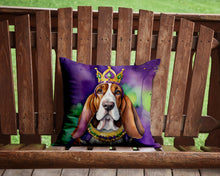 Load image into Gallery viewer, Basset Hound King of Mardi Gras Throw Pillow - 14x14 Decorative Pillow – Art for Your Home &amp; Patio