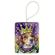 Load image into Gallery viewer, Beagle King of Mardi Gras Porcelain Ornament