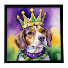 Load image into Gallery viewer, Beagle King of Mardi Gras Framed Metal Print