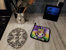 Load image into Gallery viewer, Beagle King of Mardi Gras Pot Holders - Set of 2 Decorative Kitchen Helpers | Made in the USA