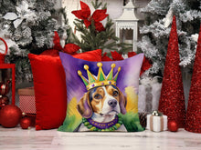 Load image into Gallery viewer, Beagle King of Mardi Gras Throw Pillow - 14x14 Decorative Pillow – Art for Your Home &amp; Patio