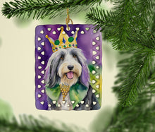 Load image into Gallery viewer, Bearded Collie King of Mardi Gras Porcelain Ornament