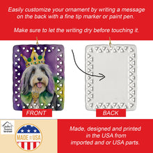 Load image into Gallery viewer, Bearded Collie King of Mardi Gras Porcelain Ornament