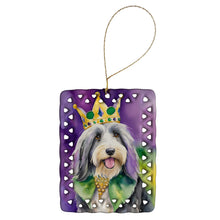 Load image into Gallery viewer, Bearded Collie King of Mardi Gras Porcelain Ornament