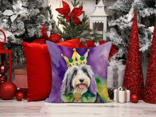 Load image into Gallery viewer, Bearded Collie King of Mardi Gras Throw Pillow - 14x14 Decorative Pillow – Art for Your Home &amp; Patio