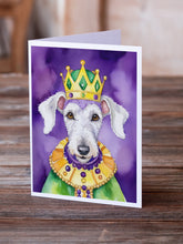 Load image into Gallery viewer, Bedlington Terrier King of Mardi Gras Greeting Cards - Blank Note Cards – 8-Pack of Artist-Designed Cards with Envelopes