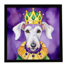Load image into Gallery viewer, Bedlington Terrier King of Mardi Gras Framed Metal Print