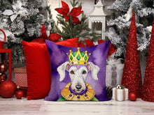 Load image into Gallery viewer, Bedlington Terrier King of Mardi Gras Throw Pillow