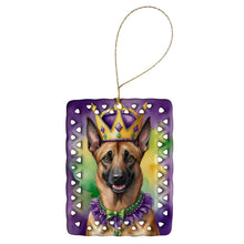 Load image into Gallery viewer, Belgian Malinois King of Mardi Gras Porcelain Ornament
