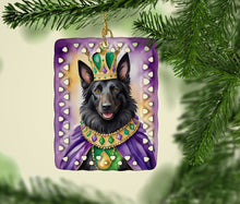 Load image into Gallery viewer, Belgian Sheepdog King of Mardi Gras Porcelain Ornament
