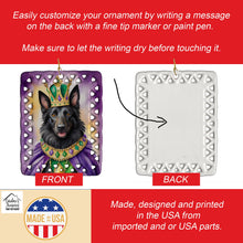 Load image into Gallery viewer, Belgian Sheepdog King of Mardi Gras Porcelain Ornament