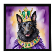 Load image into Gallery viewer, Belgian Sheepdog King of Mardi Gras Framed Metal Print