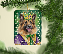 Load image into Gallery viewer, Belgian Tervuren King of Mardi Gras Porcelain Ornament