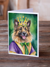 Load image into Gallery viewer, Belgian Tervuren King of Mardi Gras Greeting Cards - Blank Note Cards – 8-Pack of Artist-Designed Cards with Envelopes