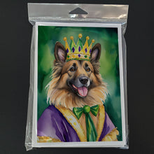 Load image into Gallery viewer, Belgian Tervuren King of Mardi Gras Greeting Cards - Blank Note Cards – 8-Pack of Artist-Designed Cards with Envelopes