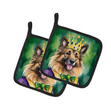 Load image into Gallery viewer, Belgian Tervuren King of Mardi Gras Pot Holders - Set of 2 Decorative Kitchen Helpers | Made in the USA
