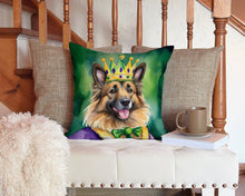 Load image into Gallery viewer, Belgian Tervuren King of Mardi Gras Throw Pillow - 14x14 Decorative Pillow – Art for Your Home &amp; Patio
