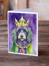 Load image into Gallery viewer, Bergamasco Sheepdog King of Mardi Gras Greeting Cards - Blank Note Cards – 8-Pack of Artist-Designed Cards with Envelopes