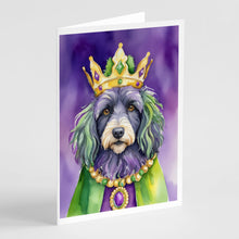 Load image into Gallery viewer, Bergamasco Sheepdog King of Mardi Gras Greeting Cards - Blank Note Cards – 8-Pack of Artist-Designed Cards with Envelopes