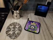 Load image into Gallery viewer, Bergamasco Sheepdog King of Mardi Gras Pot Holders - Set of 2 Decorative Kitchen Helpers | Made in the USA