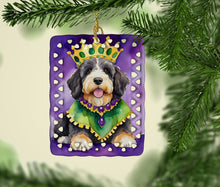Load image into Gallery viewer, Bernedoodle King of Mardi Gras Porcelain Ornament