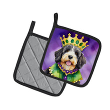Load image into Gallery viewer, Bernedoodle King of Mardi Gras Pot Holders - Set of 2 Decorative Kitchen Helpers | Made in the USA