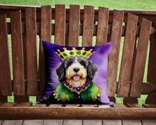 Load image into Gallery viewer, Bernedoodle King of Mardi Gras Throw Pillow - 14x14 Decorative Pillow – Art for Your Home &amp; Patio