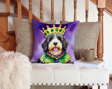 Load image into Gallery viewer, Bernedoodle King of Mardi Gras Throw Pillow - 14x14 Decorative Pillow – Art for Your Home &amp; Patio