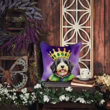 Load image into Gallery viewer, Bernedoodle King of Mardi Gras Throw Pillow - 14x14 Decorative Pillow – Art for Your Home &amp; Patio