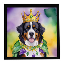 Load image into Gallery viewer, Bernese Mountain Dog King of Mardi Gras Framed Metal Print
