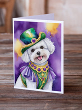 Load image into Gallery viewer, Bichon Frise King of Mardi Gras Greeting Cards - Blank Note Cards – 8-Pack of Artist-Designed Cards with Envelopes