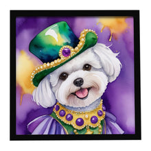 Load image into Gallery viewer, Bichon Frise King of Mardi Gras Framed Metal Print