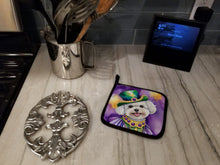 Load image into Gallery viewer, Bichon Frise King of Mardi Gras Pot Holders - Set of 2 Decorative Kitchen Helpers | Made in the USA