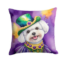 Load image into Gallery viewer, Bichon Frise King of Mardi Gras Throw Pillow - 14x14 Decorative Pillow – Art for Your Home &amp; Patio