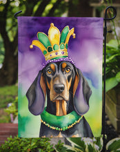 Load image into Gallery viewer, Black and Tan Coonhound King of Mardi Gras Garden Flag - Vibrant Dog-Themed Yard Decor by Caroline's Treasures