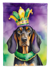 Load image into Gallery viewer, Black and Tan Coonhound King of Mardi Gras Garden Flag - Vibrant Dog-Themed Yard Decor by Caroline's Treasures