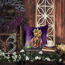 Load image into Gallery viewer, Bloodhound King of Mardi Gras Throw Pillow - 14x14 Decorative Pillow – Art for Your Home &amp; Patio