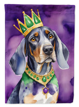 Load image into Gallery viewer, Bluetick Coonhound King of Mardi Gras House Flag