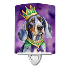 Load image into Gallery viewer, Bluetick Coonhound King of Mardi Gras Ceramic Night Light