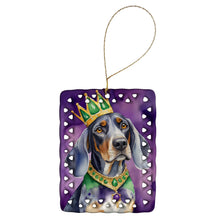 Load image into Gallery viewer, Bluetick Coonhound King of Mardi Gras Porcelain Ornament