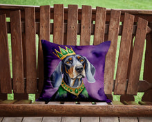 Load image into Gallery viewer, Bluetick Coonhound King of Mardi Gras Throw Pillow - 14x14 Decorative Pillow – Art for Your Home &amp; Patio