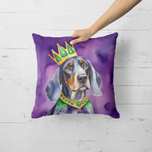 Load image into Gallery viewer, Bluetick Coonhound King of Mardi Gras Throw Pillow