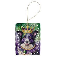 Load image into Gallery viewer, Border Collie King of Mardi Gras Porcelain Ornament