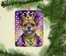 Load image into Gallery viewer, Border Terrier King of Mardi Gras Porcelain Ornament