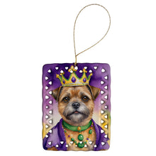Load image into Gallery viewer, Border Terrier King of Mardi Gras Porcelain Ornament
