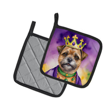 Load image into Gallery viewer, Border Terrier King of Mardi Gras Pot Holders - Set of 2 Decorative Kitchen Helpers | Made in the USA