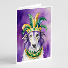 Load image into Gallery viewer, Borzoi King of Mardi Gras Greeting Cards - Blank Note Cards – 8-Pack of Artist-Designed Cards with Envelopes