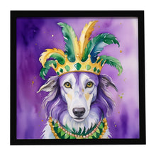 Load image into Gallery viewer, Borzoi King of Mardi Gras Framed Metal Print