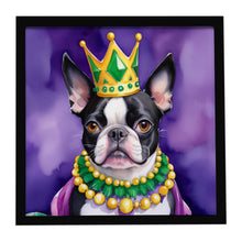 Load image into Gallery viewer, Boston Terrier King of Mardi Gras Framed Metal Print